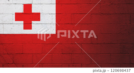 Flag of Tonga painted on a wall 120698437