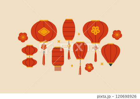Set of various paper asian lantern 120698926