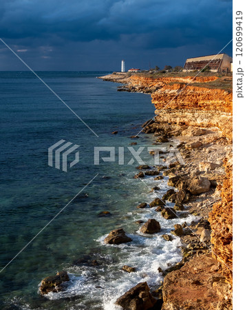 Cape Chersonesos lighthouse in Sevastopol. 120699419