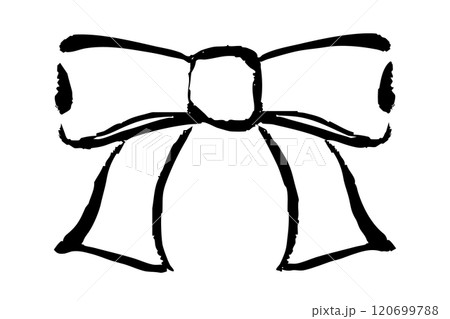 筆タッチのリボンのモノクロ線画イラスト 120699788