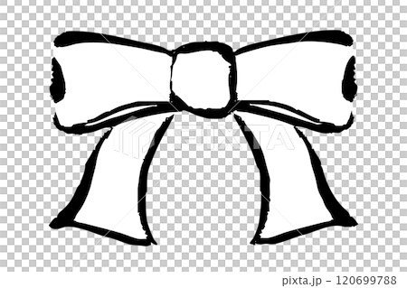 筆タッチのリボンのモノクロ線画イラスト 120699788