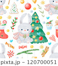 Watercolor Christmas seamless pattern winter background. Can be used for wrapping paper, textile, wallpaper, cards. 120700051
