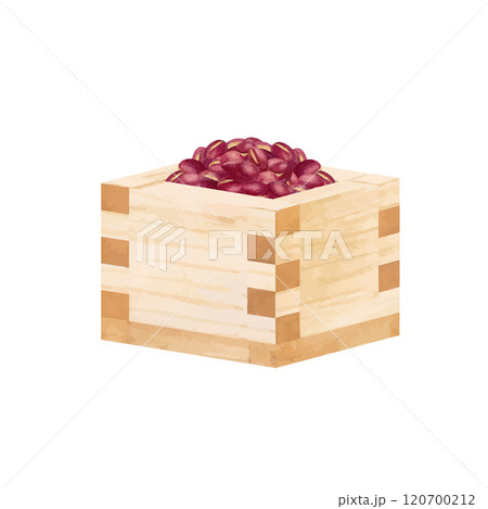 水彩手書きの枡に入ったあずきのベクターイラスト 120700212