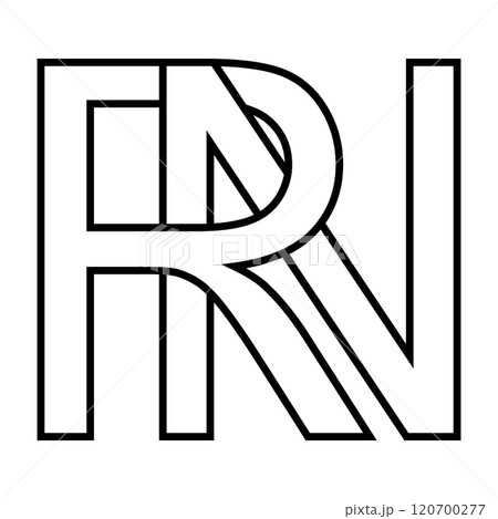 Logo sign rn nr icon double letters logotype r n 120700277