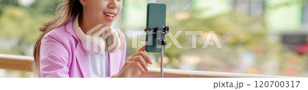 Recording Video Content with Smartphone in Outdoor Setting Recording Video Content with Smartphone in Outdoor Setting 120700317