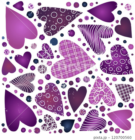 Valentines Heart Sticker Set in Purple Tones 120700560