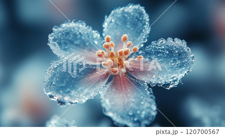 Delicate Flower Shimmering with Glorious Water Droplets 120700567