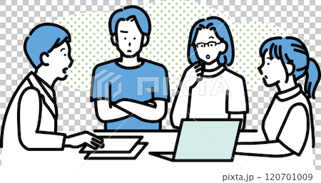 Illustration of a medical team meeting Illustration of a medical team meeting 120701009