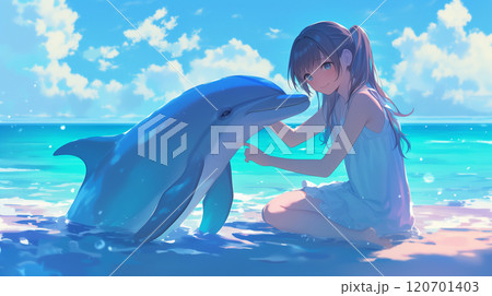 イルカと泳ぐのイラスト素材 [120701403] - PIXTA