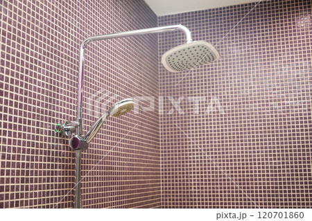 Shower in the house, tropical shower, equipment in the bathroom 120701860