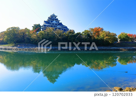 【岡山県】黄葉した岡山城と旭川(令和の大改修後) 【岡山県】黄葉した岡山城と旭川(令和の大改修後) 120702033