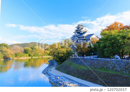 【岡山県】黄葉した岡山城と旭川（令和の大改修後） 120702037