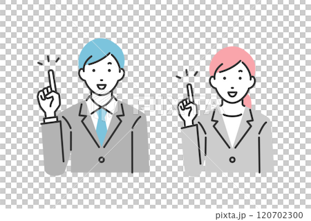 男性和女性商人給予解釋 120702300