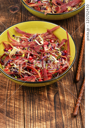 Healthy green salad with sprouts. 120702430