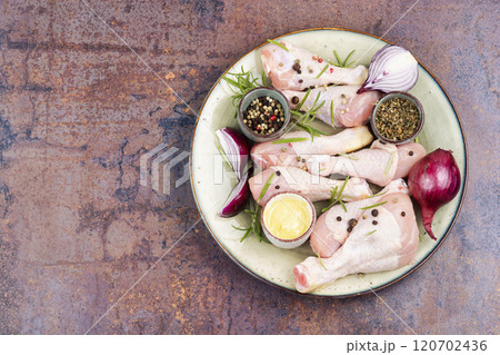 Raw chicken drumsticks. Raw chicken drumsticks. 120702436