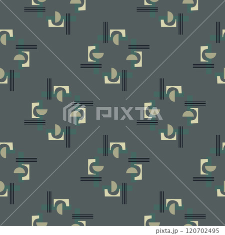 Textile motif seamless pattern. Abstract line shape geometric motif basic pattern continuous background. Man shirt all over print block.  120702495