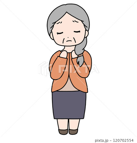 表現キャラ-悲しみ-老人女性 120702554