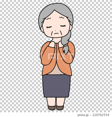 表現キャラ-悲しみ-老人女性 120702554