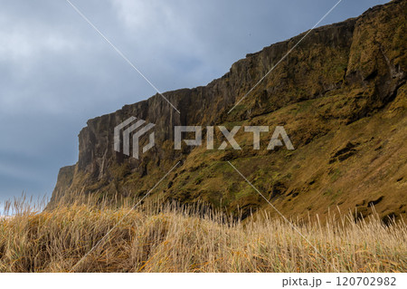 Coastal mountain in the autumn, Vik, Iceland Coastal mountain in the autumn, Vik, Iceland 120702982