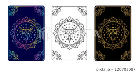 Tarot card with Taurus zodiac sign. Tarot card with Taurus zodiac sign. 120703087