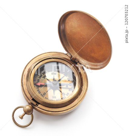 Old compass on white background Old compass on white background 120703212