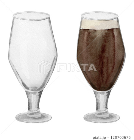 Hand-drawn glass for beer, glass with beer, beer festival, watercolor illustration. Watercolor international beer day. Hand-drawn glass for beer, glass with beer, beer festival, watercolor illustration. Watercolor international beer day. 120703676