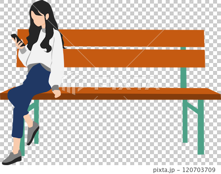 スマホを触る女性のイラスト 120703709