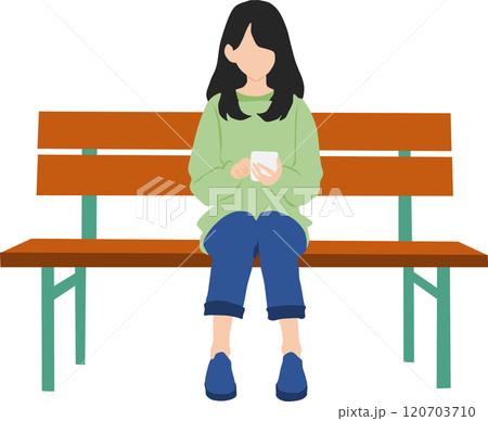 スマホを触る女性のイラスト 120703710