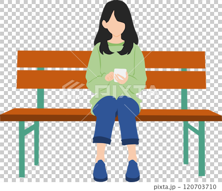 スマホを触る女性のイラスト 120703710