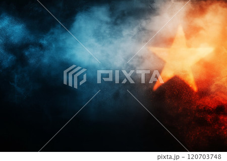 A vivid background featuring a glowing star in red and blue hues 120703748