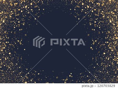 黒背景にゴールドの星がキラキラ輝く背景 120703829