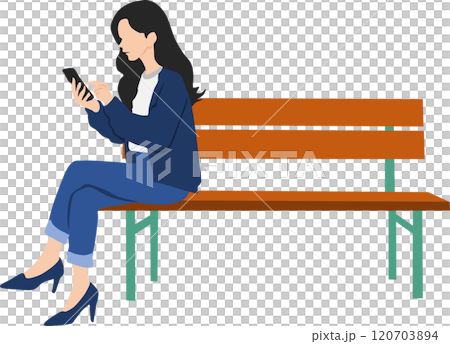 觸摸智能手機的女人的插圖 觸摸智能手機的女人的插圖 120703894