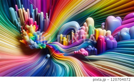 カラフルな抽象世界 - 虹色の渦 カラフルな抽象世界 - 虹色の渦 120704072