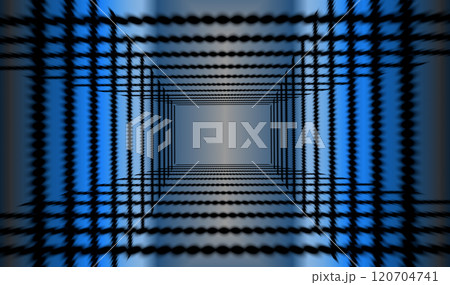 Limited space volume. Background image. Shrinking black frames create a zoom-in effect on a blue gradient background. 120704741
