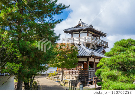 大阪府池田市　池田城跡公園の日本庭園と櫓風展望休憩舎 120705258
