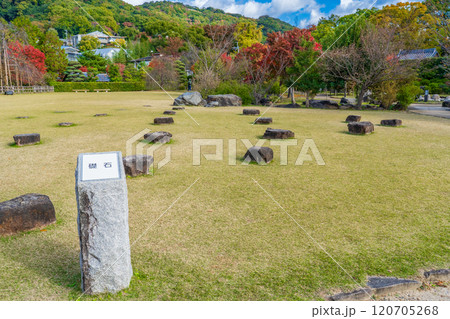 大阪府池田市 池田城跡公園の礎石と芝生広場 大阪府池田市 池田城跡公園の礎石と芝生広場 120705268