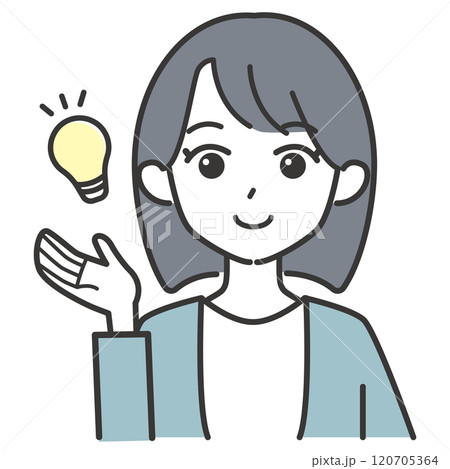 提案するボブヘアの女性のイラスト 提案するボブヘアの女性のイラスト 120705364