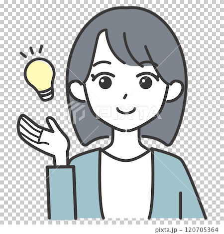 提案するボブヘアの女性のイラスト 提案するボブヘアの女性のイラスト 120705364