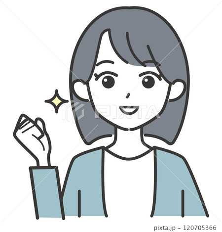ガッツポーズのボブヘアの女性のイラスト 120705366