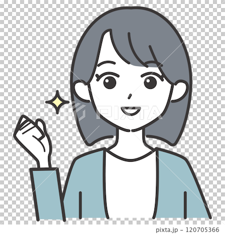 一個鮑伯發女人握拳的插圖 120705366