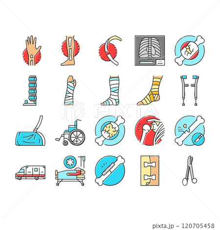 fracture injury bone break icons set vector fracture injury bone break icons set vector 120705458