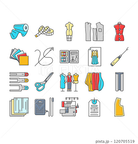 dressmaking fashion sewing style icons set vector 120705519