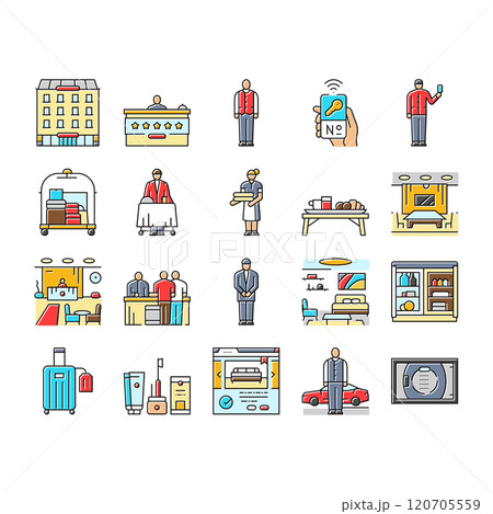 hospitality hotel service icons set vector hospitality hotel service icons set vector 120705559