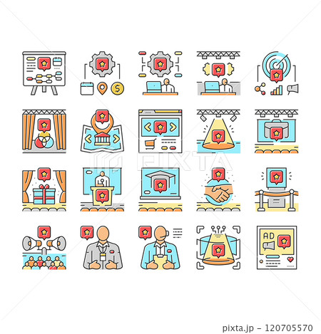 event agency party business icons set vector 120705570