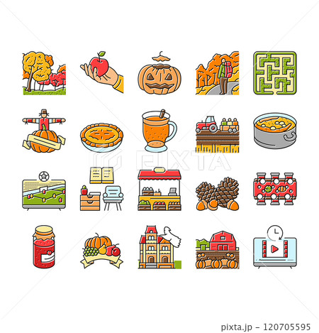 autumn spend time icons set vector autumn spend time icons set vector 120705595