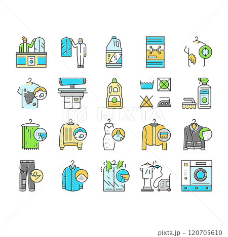 dry cleaning laundry wash service icons set vector dry cleaning laundry wash service icons set vector 120705610