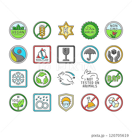 product caution label warning icons set vector product caution label warning icons set vector 120705619