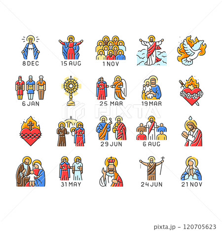 catholic holidays church easter icons set vector 120705623