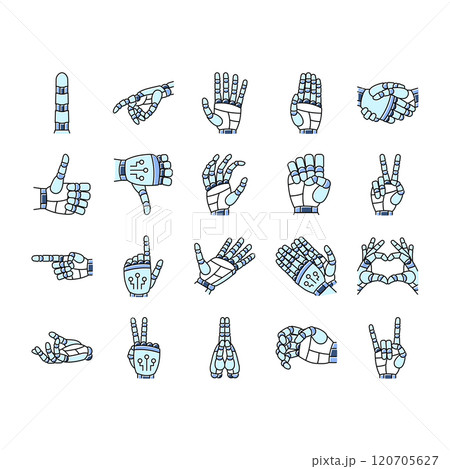 robot hand gesture ai digital icons set vector robot hand gesture ai digital icons set vector 120705627