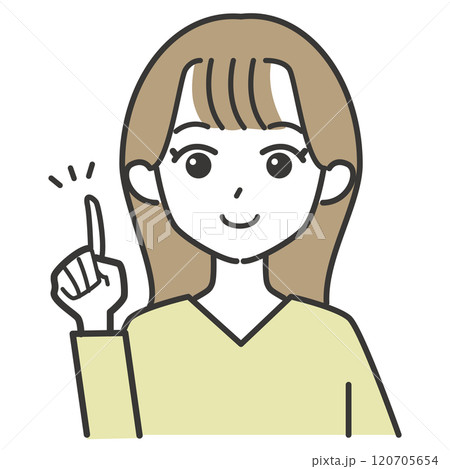 人差し指を指すロングヘアの女性のイラスト 人差し指を指すロングヘアの女性のイラスト 120705654